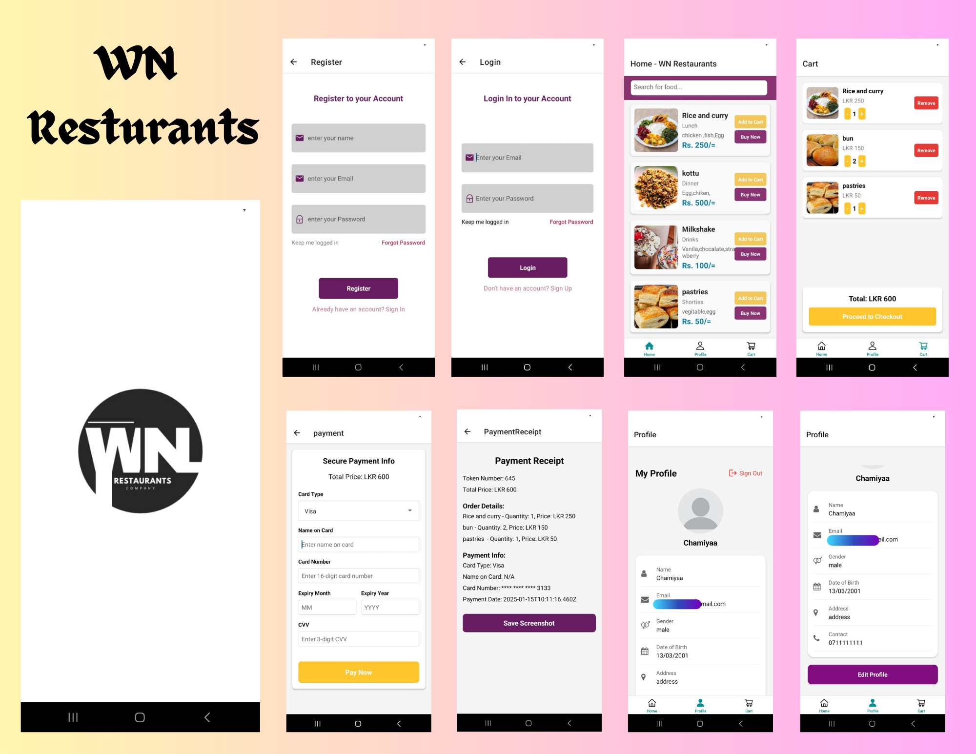 WN Restaurant Mobile App